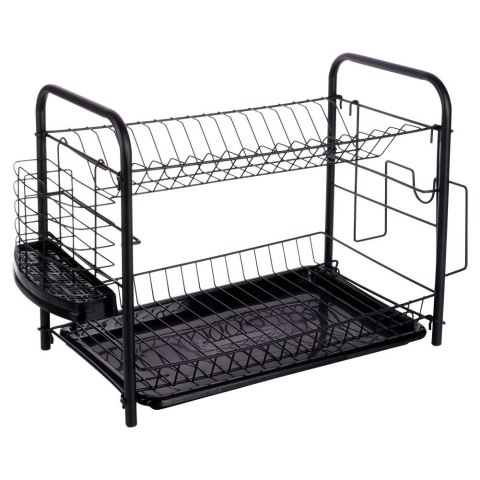 Suszarka do naczyń na naczynia stojąca czarna 2-poziomy 51.5x24.5x33cm VILDE 229098