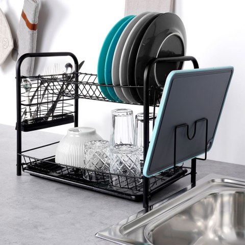 Suszarka do naczyń na naczynia stojąca czarna 2-poziomy 51.5x24.5x33cm VILDE 229098
