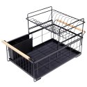 Suszarka do naczyń na naczynia stojąca czarna dwupoziomowa 48x29x28.5cm VILDE 229094