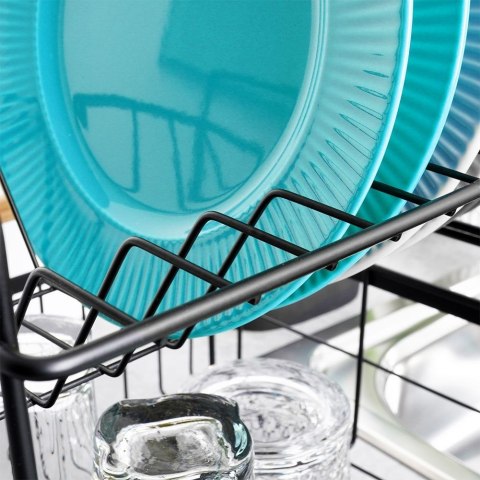 Suszarka do naczyń na naczynia stojąca czarna dwupoziomowa 48x29x28.5cm VILDE 229094