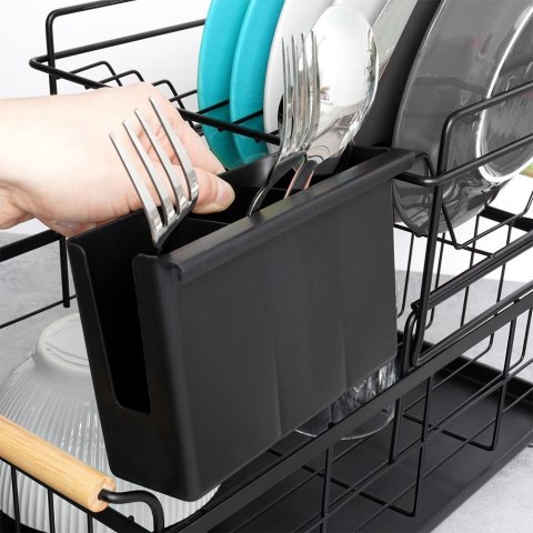 Suszarka do naczyń na naczynia stojąca czarna dwupoziomowa 48x29x28.5cm VILDE 229094
