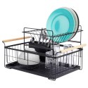 Suszarka do naczyń na naczynia stojąca czarna dwupoziomowa 48x29x28.5cm VILDE 229094