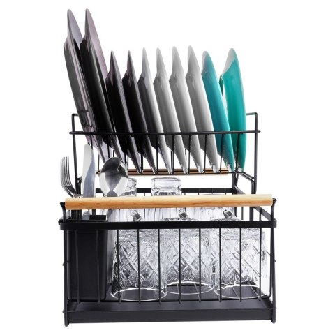 Suszarka do naczyń na naczynia stojąca czarna dwupoziomowa 48x29x28.5cm VILDE 229094