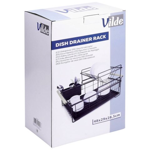 Suszarka do naczyń na naczynia stojąca czarna dwupoziomowa 48x29x28.5cm VILDE 229094