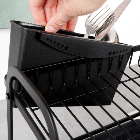 Suszarka do naczyń na naczynia stojąca czarna dwupoziomowa 48.5x32x23.5cm VILDE 229157
