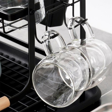 Suszarka do naczyń na naczynia stojąca czarna dwupoziomowa 48.5x32x23.5cm VILDE 229157