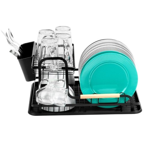 Suszarka do naczyń na naczynia stojąca czarna dwupoziomowa 48.5x32x23.5cm VILDE 229157