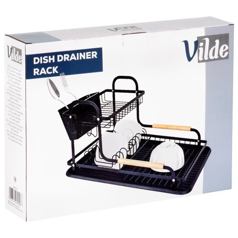 Suszarka do naczyń na naczynia stojąca czarna dwupoziomowa 48.5x32x23.5cm VILDE 229157