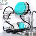 Suszarka do naczyń na naczynia stojąca czarna dwupoziomowa 52x24.5x38cm VILDE 229109