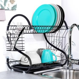 Suszarka do naczyń na naczynia stojąca czarna dwupoziomowa 52x24.5x38cm VILDE 229109