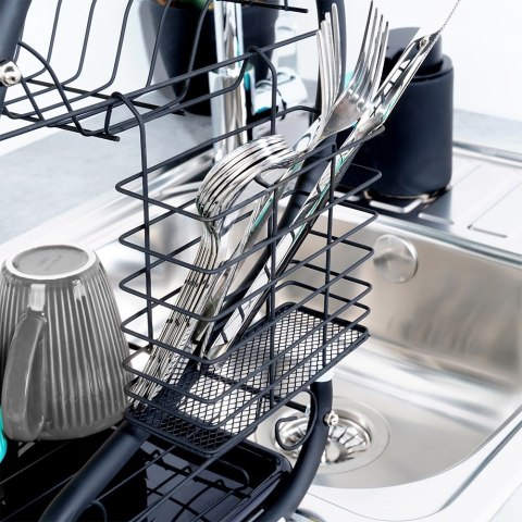 Suszarka do naczyń na naczynia stojąca czarna dwupoziomowa 52x24.5x38cm VILDE 229109