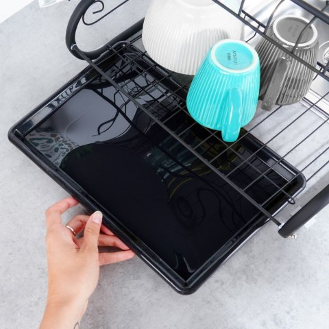 Suszarka do naczyń na naczynia stojąca czarna dwupoziomowa 52x24.5x38cm VILDE 229109