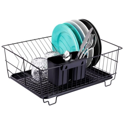 Suszarka do naczyń na naczynia stojąca na blat czarna 40x33x17cm VILDE 229095