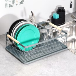 Suszarka do naczyń na naczynia stojąca na blat szara 42.5x32x14.5cm VILDE 229125