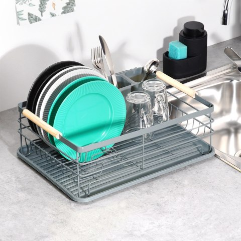 Suszarka do naczyń na naczynia stojąca na blat szara 42.5x32x14.5cm VILDE 229125