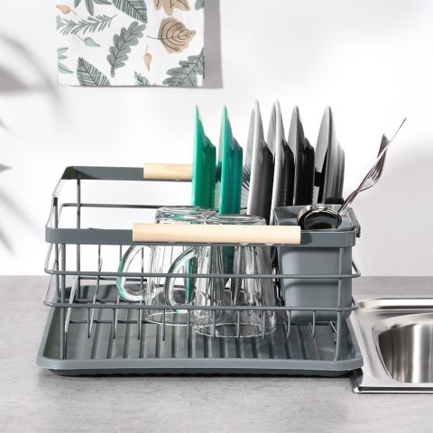 Suszarka do naczyń na naczynia stojąca na blat szara 42.5x32x14.5cm VILDE 229125