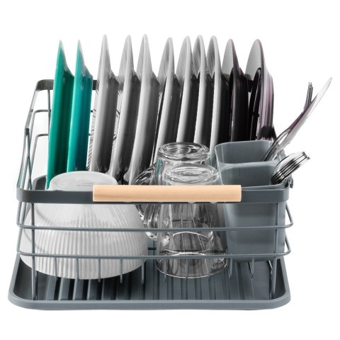 Suszarka do naczyń na naczynia stojąca na blat szara 42.5x32x14.5cm VILDE 229125