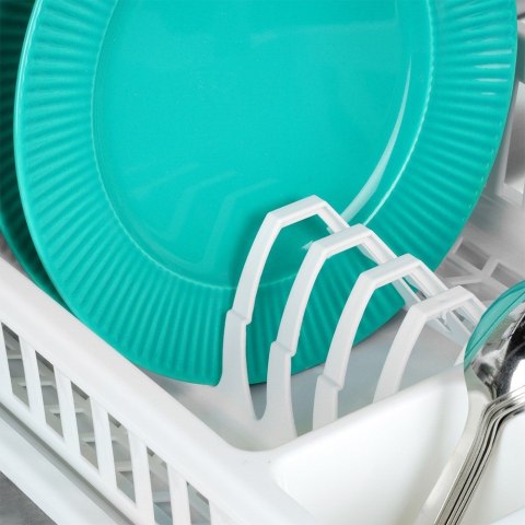 Suszarka do naczyń plastikowa na naczynia stojąca biała 39.5x26x8.5cm VILDE 229178