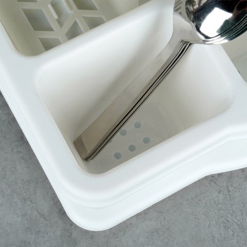 Suszarka do naczyń plastikowa na naczynia stojąca biała 39.5x26x8.5cm VILDE 229178