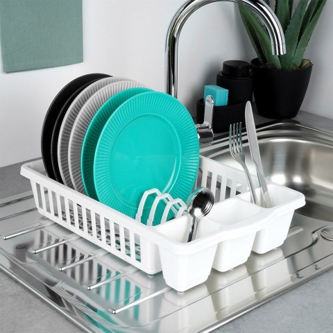 Suszarka do naczyń plastikowa na naczynia stojąca biała 39.5x26x8.5cm VILDE 229178