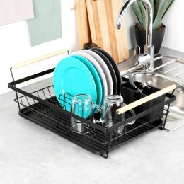 Suszarka do suszenia naczyń na naczynia stojąca czarna metalowa 50.5x33x18cm VILDE 229189