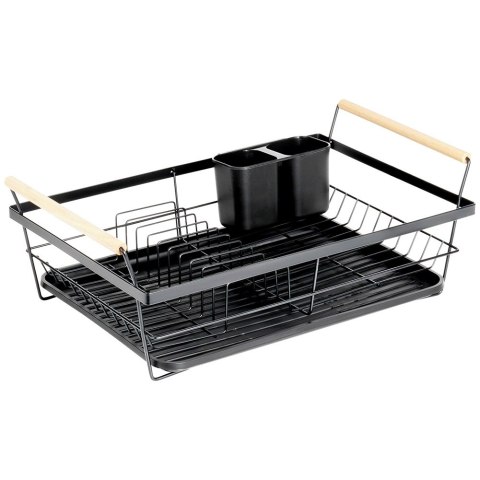 Suszarka do suszenia naczyń na naczynia stojąca czarna metalowa 50.5x33x18cm VILDE 229189