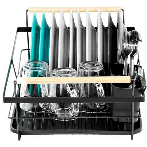 Suszarka do suszenia naczyń na naczynia stojąca czarna metalowa 50.5x33x18cm VILDE 229189