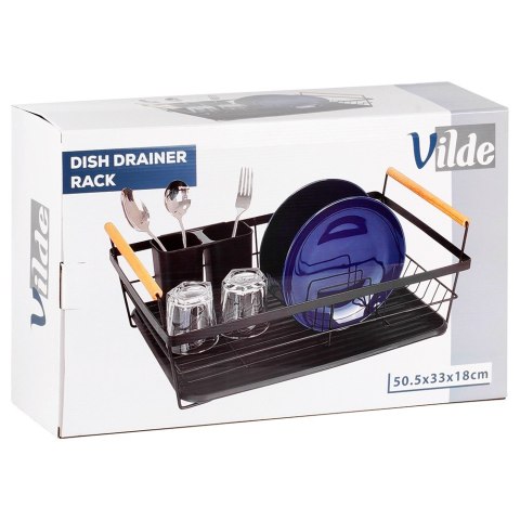 Suszarka do suszenia naczyń na naczynia stojąca czarna metalowa 50.5x33x18cm VILDE 229189