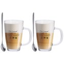 Szklanki do kawy latte 300ml 2 sztuki zestaw szklanek komplet łyżeczki EXCELLENT HOUSEWARE 122723