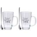 Szklanki do kawy latte 300ml 2 sztuki zestaw szklanek komplet łyżeczki EXCELLENT HOUSEWARE 122723