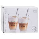 Szklanki do kawy latte 300ml 2 sztuki zestaw szklanek komplet łyżeczki EXCELLENT HOUSEWARE 122723