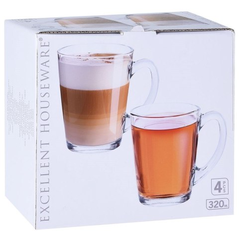 Szklanki do kawy latte herbaty 320ml 4 sztuki zestaw szklanek komplet EXCELLENT HOUSEWARE 122713