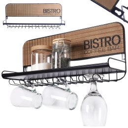 Wieszak na kieliszki kubki filiżanki ścienny półka uchwyt 48x12x20cm BISTRO VILDE 229102