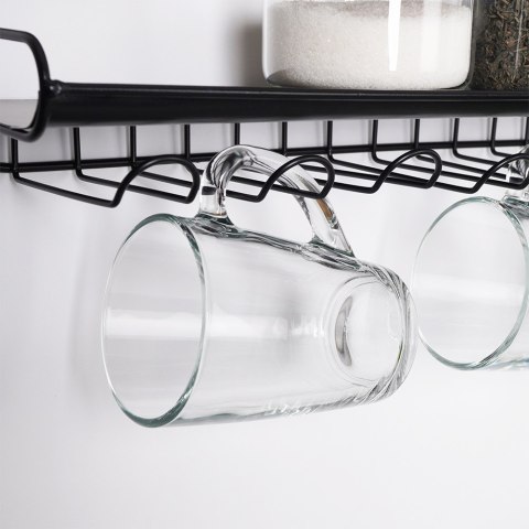 Wieszak na kieliszki kubki filiżanki ścienny półka uchwyt 48x12x20cm BISTRO VILDE 229102