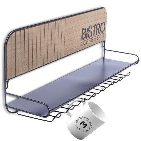 Wieszak na kieliszki kubki filiżanki ścienny półka uchwyt 48x12x20cm BISTRO VILDE 229102