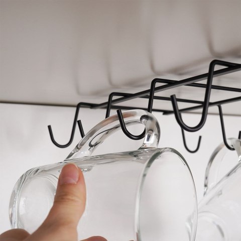 Wieszak uchwyt na kubki filiżanki organizer metalowy czarny VILDE 229092