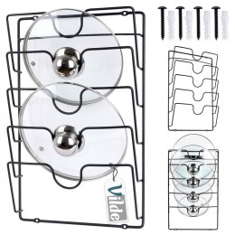 Wieszak uchwyt na pokrywki organizer metalowy czarny VILDE 569737