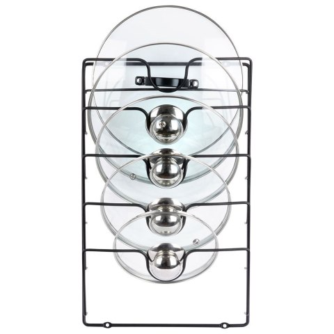 Wieszak uchwyt na pokrywki organizer metalowy czarny VILDE 569737