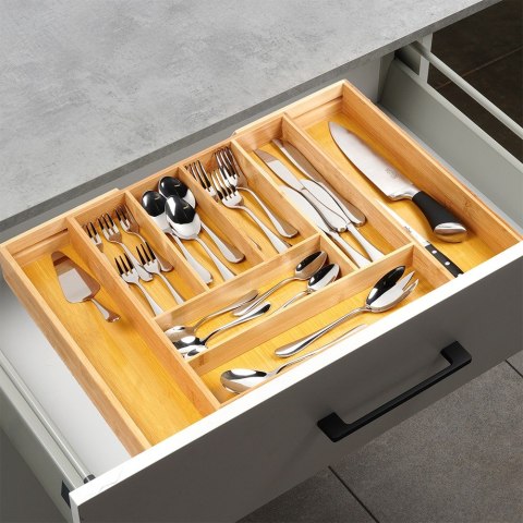 Wkład na sztućce do szuflady szuflad organizer rozsuwany bambusowy 35.5-54.5x45.5cm VILDE 229200