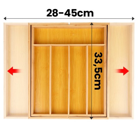 Wkład na sztućce do szuflady szuflad organizer rozsuwany bambusowy 35.5-54.5x45.5cm VILDE 229200
