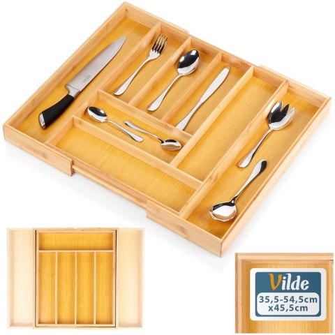 Wkład na sztućce do szuflady szuflad organizer rozsuwany bambusowy 35.5-54.5x45.5cm VILDE 229200