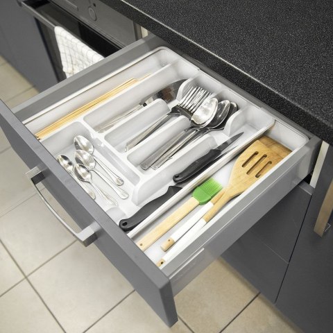 Wkład na sztućce do szuflady szuflad organizer rozsuwany biały 36.5x27.5-44cm ORION 150748