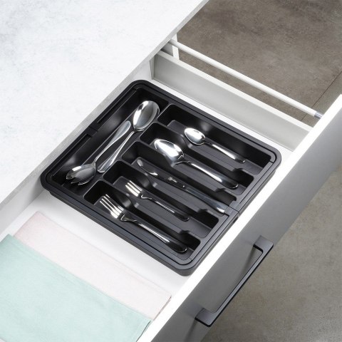 Wkład na sztućce do szuflady szuflad organizer rozsuwany czarny 33-56.5x37.5cm VILDE 229130
