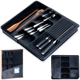 Wkład na sztućce do szuflady szuflad organizer rozsuwany czarny 40x31cm VILDE 229145