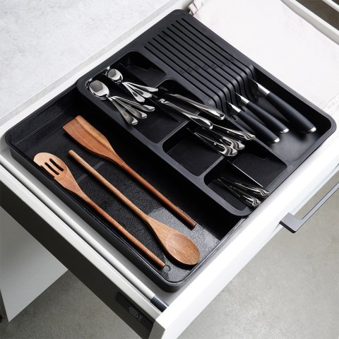 Wkład na sztućce do szuflady szuflad organizer rozsuwany czarny 40x31cm VILDE 229145