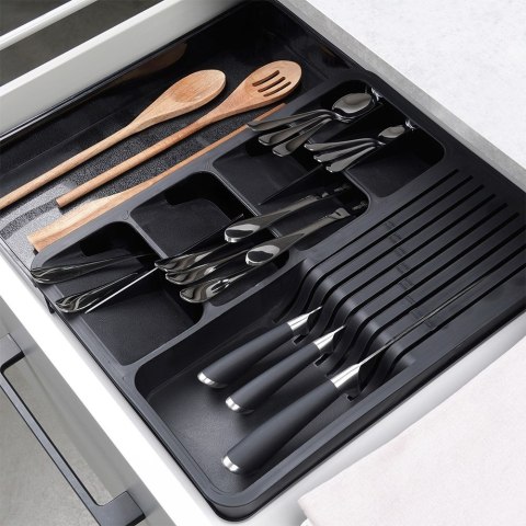 Wkład na sztućce do szuflady szuflad organizer rozsuwany czarny 40x31cm VILDE 229145