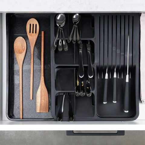 Wkład na sztućce do szuflady szuflad organizer rozsuwany czarny 40x31cm VILDE 229145
