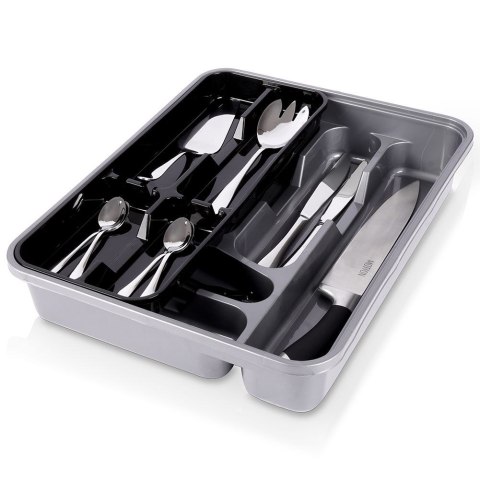 Wkład na sztućce do szuflady szuflad organizer szary 39x30.5cm VILDE 229053-S