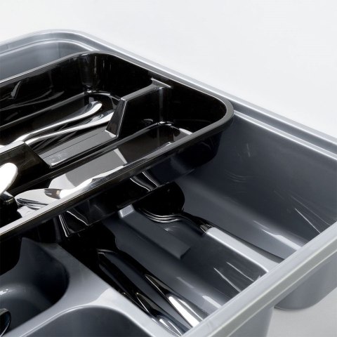 Wkład na sztućce do szuflady szuflad organizer szary 39x30.5cm VILDE 229053-S