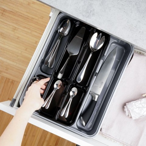Wkład na sztućce do szuflady szuflad organizer szary 39x30.5cm VILDE 229053-S